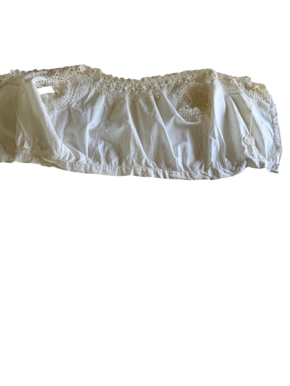 Antique Edwardian Corset Cover Camisole M Cream Crochet Yoke Lace Peasant Blouse - Picture 13 of 15